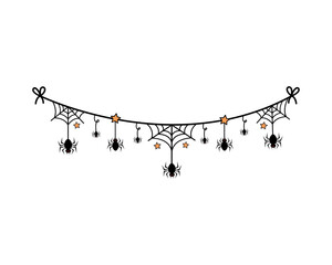 Poster - halloween garland with spider