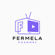 F letter mark channel television tv logo vector icon illustration