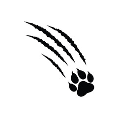 animal paw print with claw marks silhouette