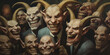 Bunch of greedy evil politics with devil like eyes and horns laughing