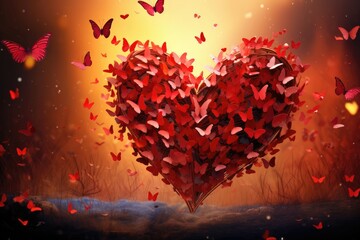 Poster - Butterflies dancing, hearts aflutter, nature's love notes, valentine day concept.