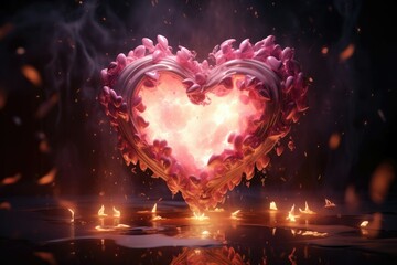 Sticker - Melting hearts, gentle flames, desire's fire, intimacy's spark, valentine day concept.