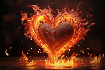 Canvas Print - Melting hearts, gentle flames, desire's fire, intimacy's spark, valentine day concept.