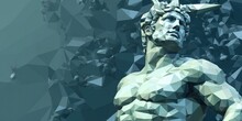 Greek Statue Of A Warrior, Polygons Style, Generative AI