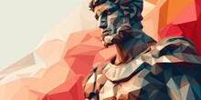 Greek Statue Of A Warrior, Polygons Style, Generative AI