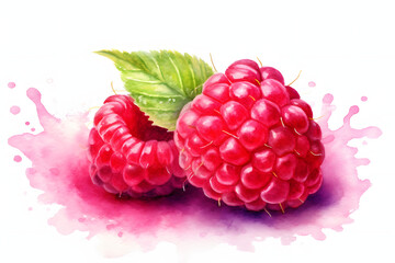 Canvas Print - Raspberry fresh watercolor art style