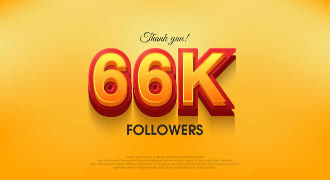 Thank you 66k followers 3d design, vector background thank you.