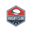 © jundio studio - Rugby logo design vector illustration template, rugby club emblem