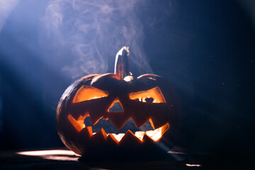 Wall Mural - Halloween pumpkin in a spooky night