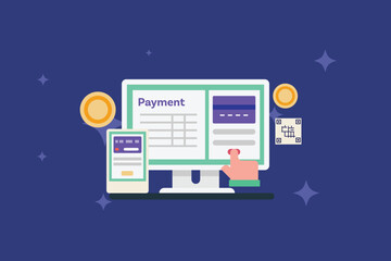 Wall Mural - multiple payment methods online, securely pay, mobile payment, online credit card payment, qr code s