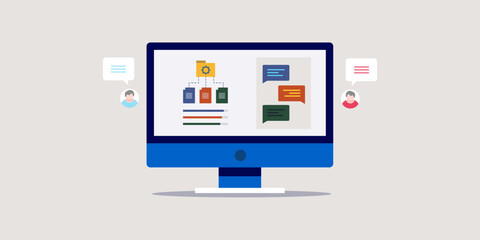 Wall Mural - project management and team collaboration software tool, digital communication with organise task, d