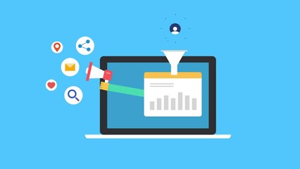 Wall Mural - analysing customer data, digital marketing and sales funnel conversion report, business graph diagra