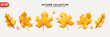 © lauritta - Set of autumn yellow maple leaves on a white background. Realistic 3d cartoon plastic style. Decorative elements for seasonal compositions. vector illustration