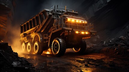 Coal is loaded onto trucks by mining machines that are operated during mining.