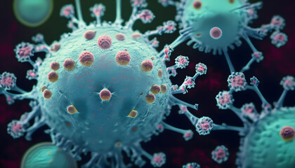 representation of viruses under a microscope