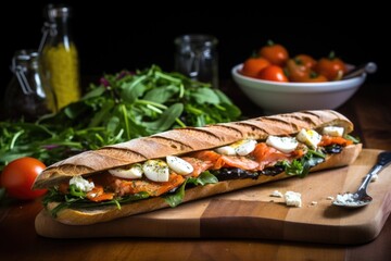 Sticker - open-faced baguette sandwich with smoked salmon