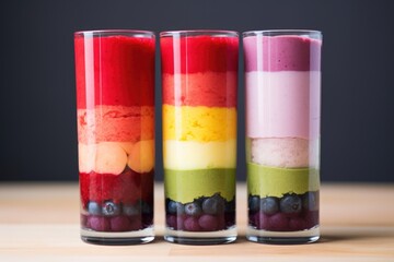 Wall Mural - a smoothie layered with different berries showcasing different color bands