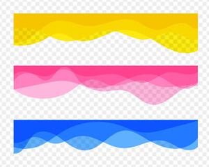 Wall Mural - Set of wavy banner template. Colorful vector art with curvy transparent shapes