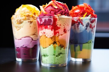Wall Mural - close-up of rainbow gelato in a glass cup