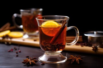 Canvas Print - a close-up of a hot toddy with star anise floating