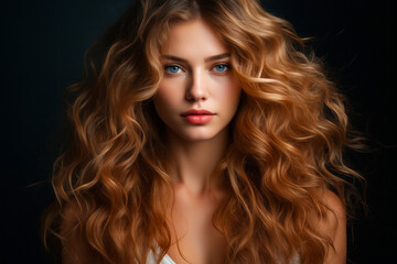 Sticker - Woman with long, curly hair and blue eyes is posing for picture.