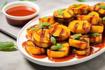 Sticker - colorful grilled plantains topped with mango bbq sauce