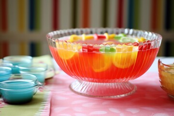 Canvas Print - bowl of colorful punch on a white serving table