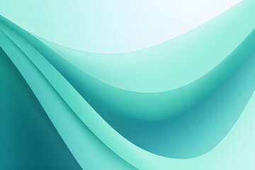 Wall Mural - Colorful Horizontal Banner. Elegant Curvy Swirl Waves Background Design With Medium Sea Green, Sea Green and Dark Sea Green Color.