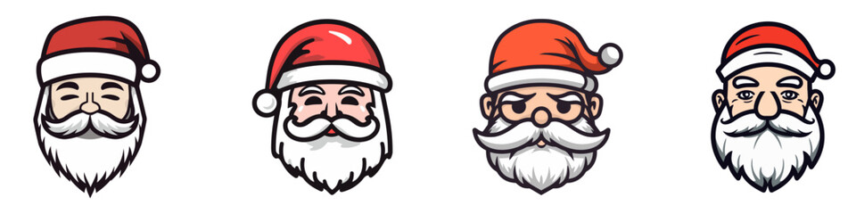 Wall Mural - santa claus face. christmas icons set. cute cartoon head of santa