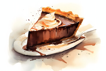 Wall Mural - Chocolate Cream Pie watercolor art style