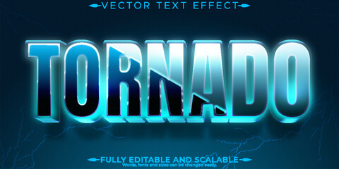 Wall Mural - Tornado storm text effect, editable hurricane and disaster text style