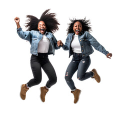 Wall Mural - University students who jump happily on opening day or graduation day on PNG transparent background