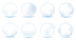 Set of realistic vector snowballs isolated on white background.Winter frozen snow ball, christmas snow decorations or kids winter snowballs game elements. White 3d snowballs.