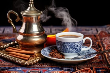 Canvas Print - turkish coffee simmering in a traditional cezve