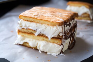 Sticker - melting vanilla ice cream sandwich on a wax paper