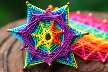 Poster - thread and bead star of david craft in bright colors