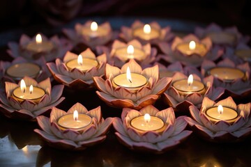 Wall Mural - diyas arranged in the form of a lotus