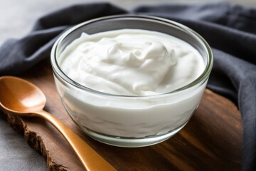 Sticker - greek yogurt in a glass bowl with a spoon