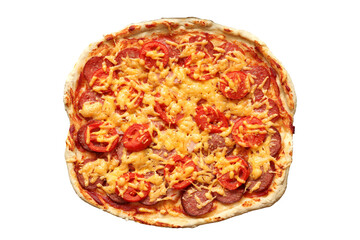 Wall Mural - Pizza on a light background, baked in the oven.