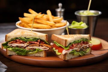 Poster - a classic club sandwich with lettuce, bacon, and sliced pickles