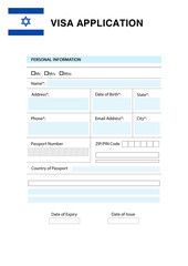 Wall Mural - Immigration to Israel. Blank application visa form