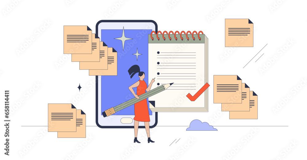 Quick tasks or jotting as effective time management retro tiny person ...