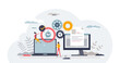 © VectorMine - Efficient workflow and productive work with automation tiny person concept, transparent background. Work flow efficiency with AI management and process control illustration.