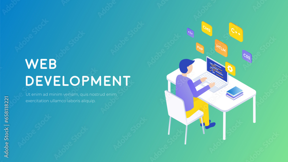 Web development, ux design and programming technology concept. Coding ...
