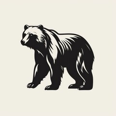 Canvas Print - Bear logo, black and white, AI generated Image