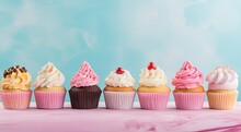 Colorful Cupcakes Background, Cupcakes On Abstract Background, Delicious Cupkackes On Colored Background, Cupcakes Wallpaper