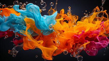 Wall Mural - orange and blue smoke splash background texture