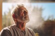 Elderly man practicing pranayama on a quiet morning - Wisdom in every breath - AI Generated