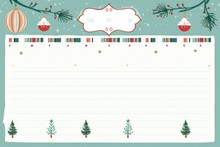 Lined Paper For Writing Cute Christmas Theme. Generative AI.