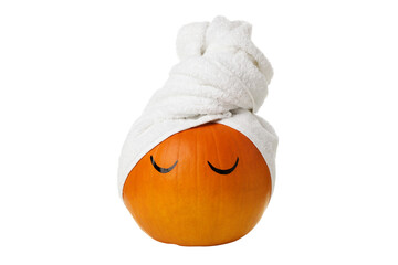 Wall Mural - PNG, pumpkin with towel, isolated on white background